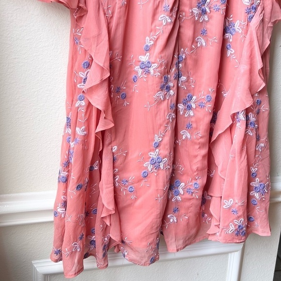 NWT LA MAISON TALULAH Sonder coral floral long sleeve ruffle midi dress Sz M - Picture 10 of 16